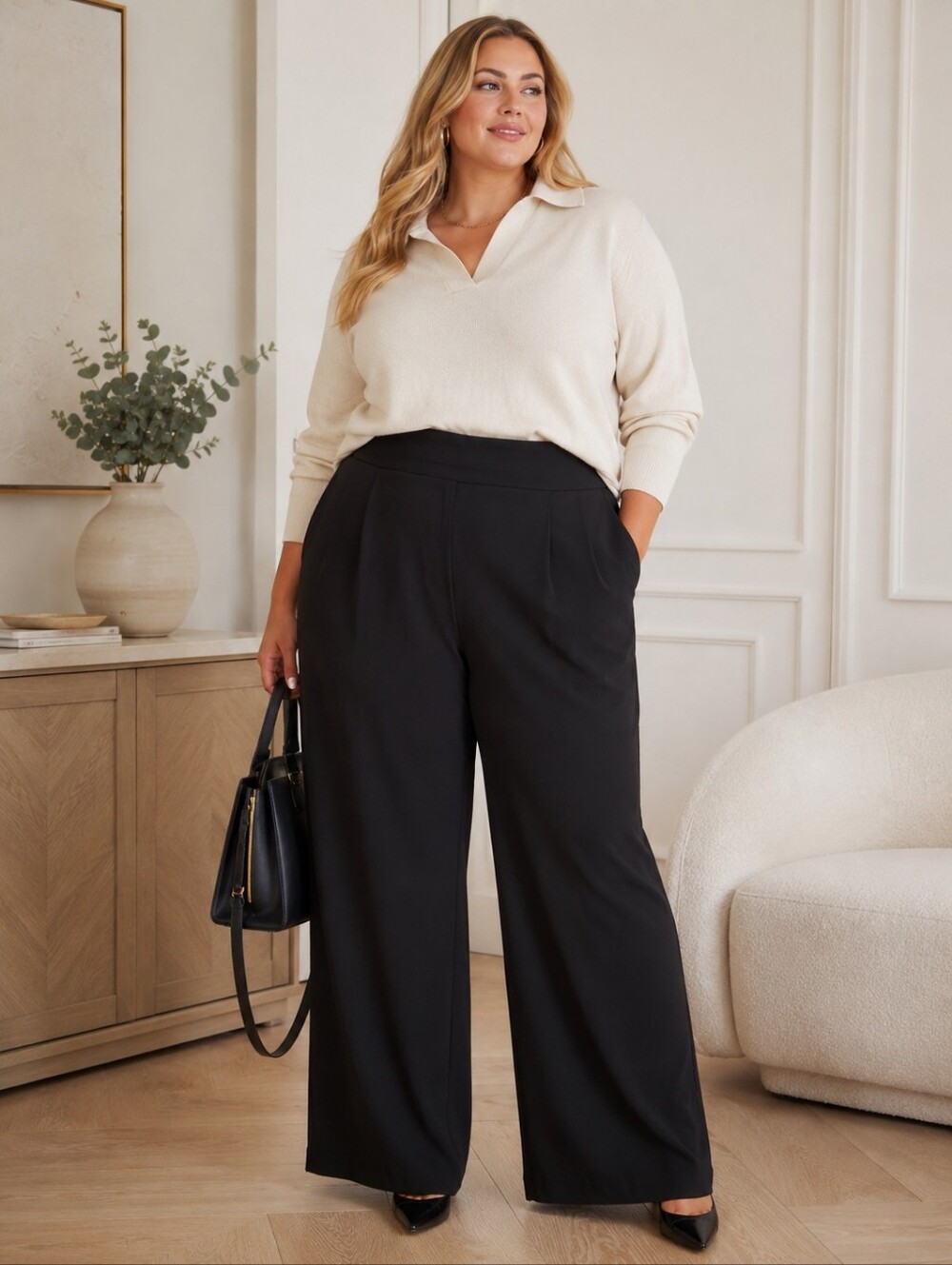 NWT TORRID Studio Crepe High Rise Wide Leg Pants Black